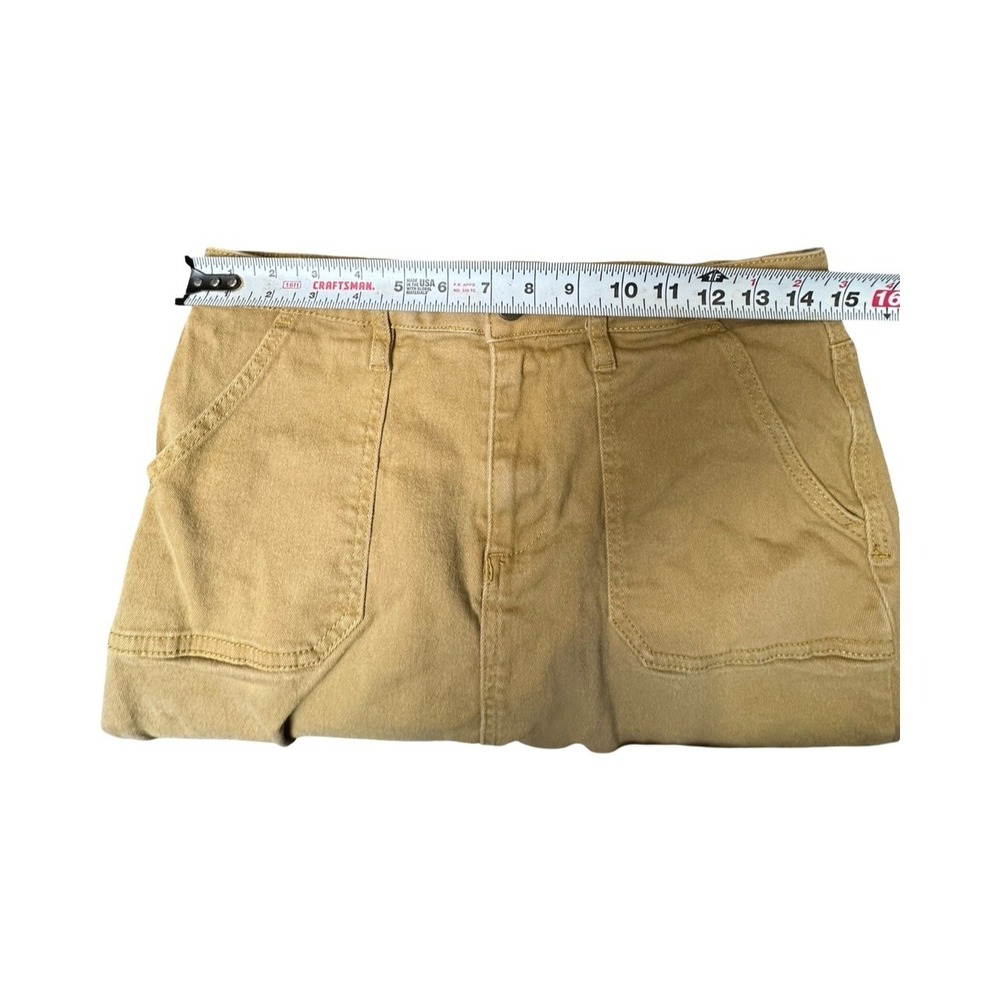The Main Street Exchange Skirt Womens 8 Tan Denim Mini A-Line Utility Pockets - Picture 4 of 6